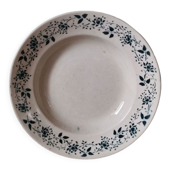 Vintage hollow plate flower pattern burgundy earthenware