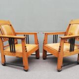 Pair of constructivist armchairs amsterdam school circa 1920
