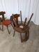 Vintage Tyrolean Dining Chairs: Set of 4, Red Fabric Seat, 1970s