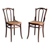 Pair of caned bistro chairs by Thonet