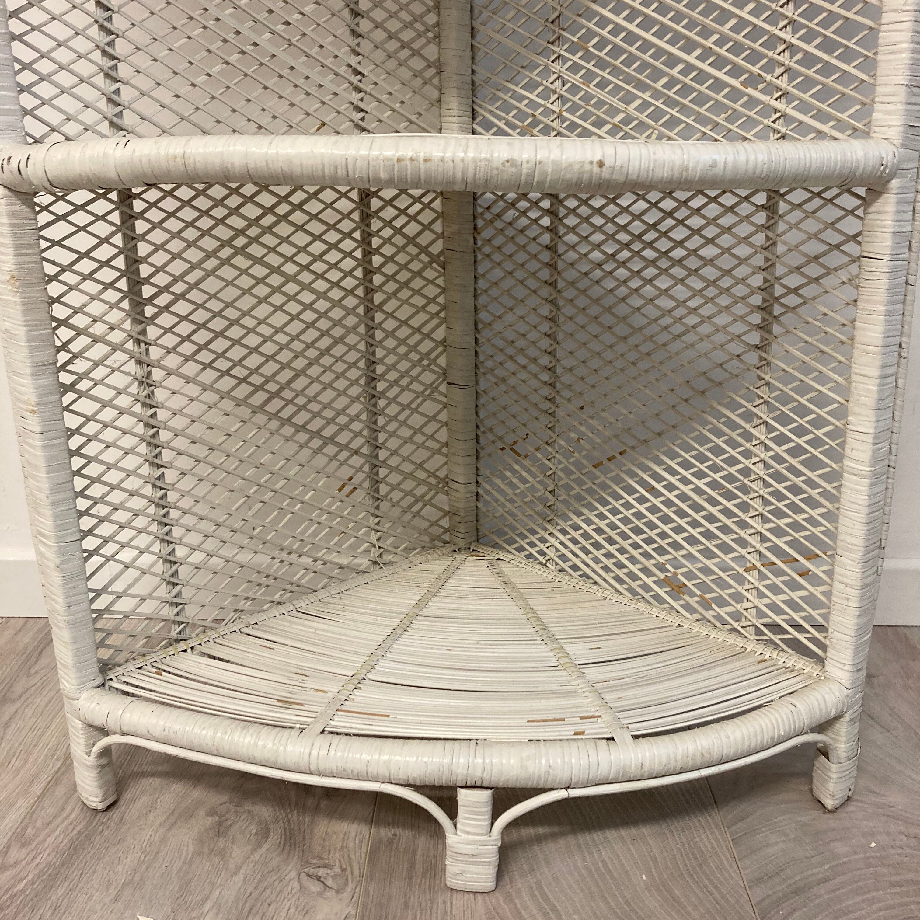 Vintage rattan corner shelf