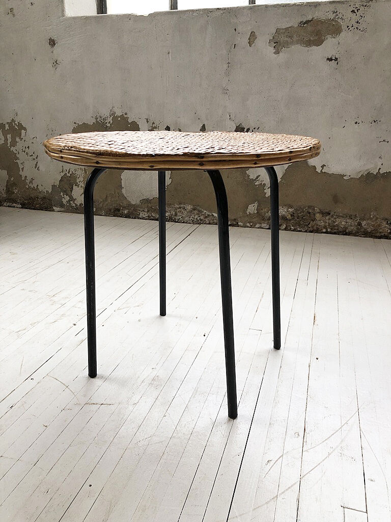 Wicker and metal coffee table