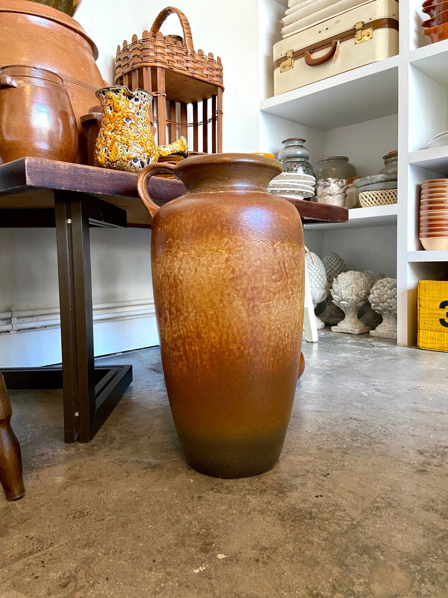 Brown enamelled ceramic vase W. Germany