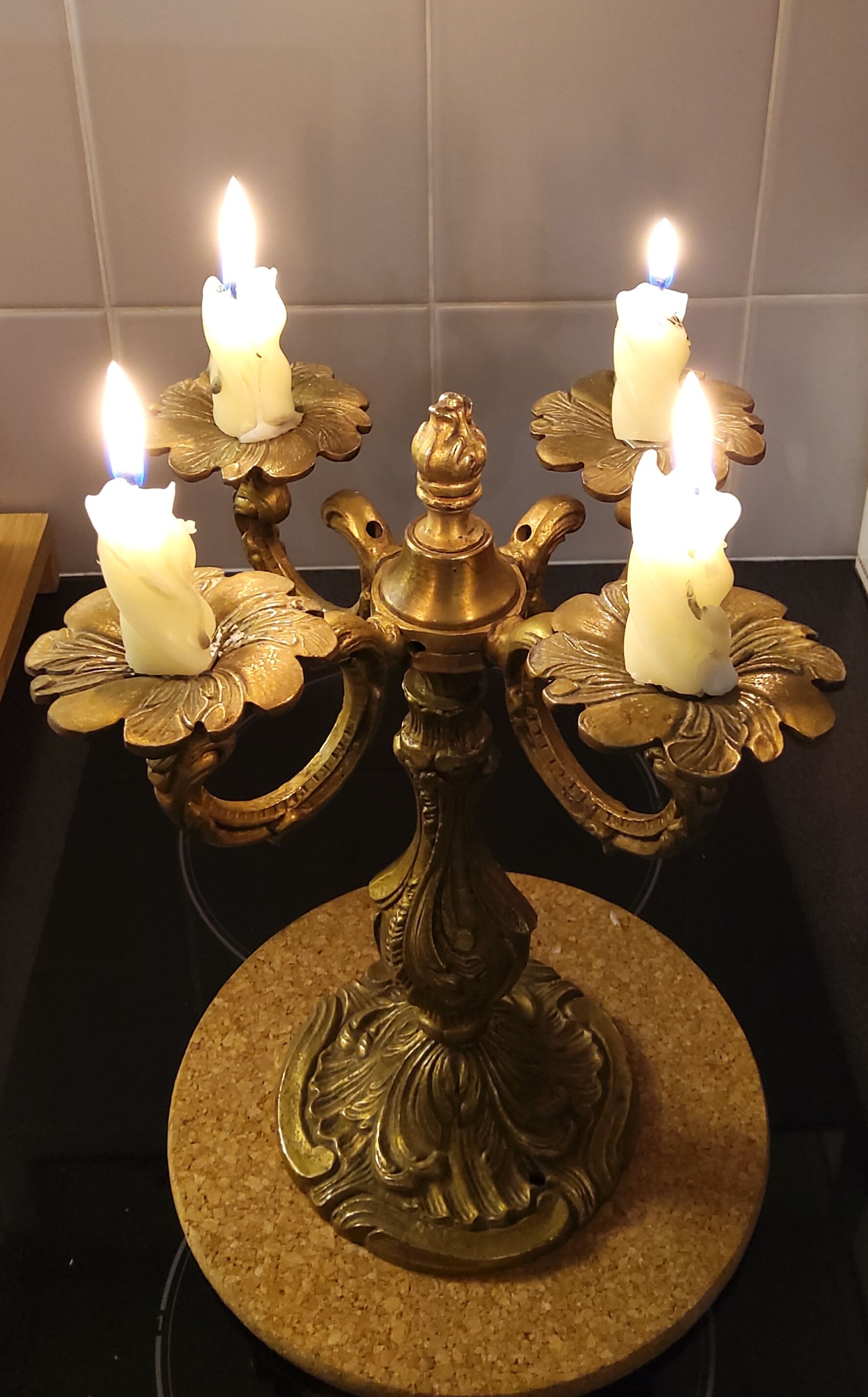 Chandelier 4 branches en bronze