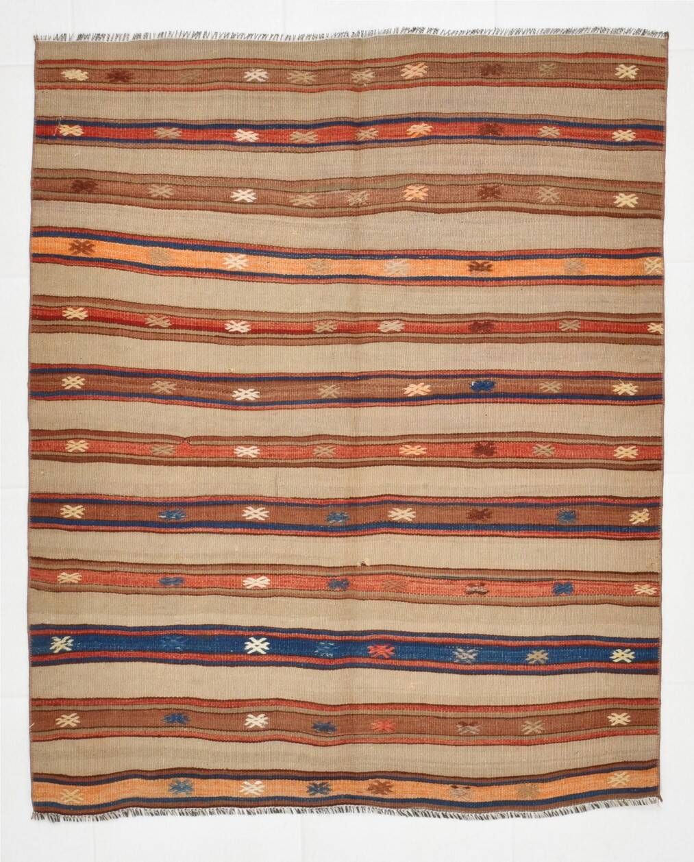 120x146 Area Kilim Rug,  Multicolor Kilim Rug, Oushak Area Rug, 120x146Cm