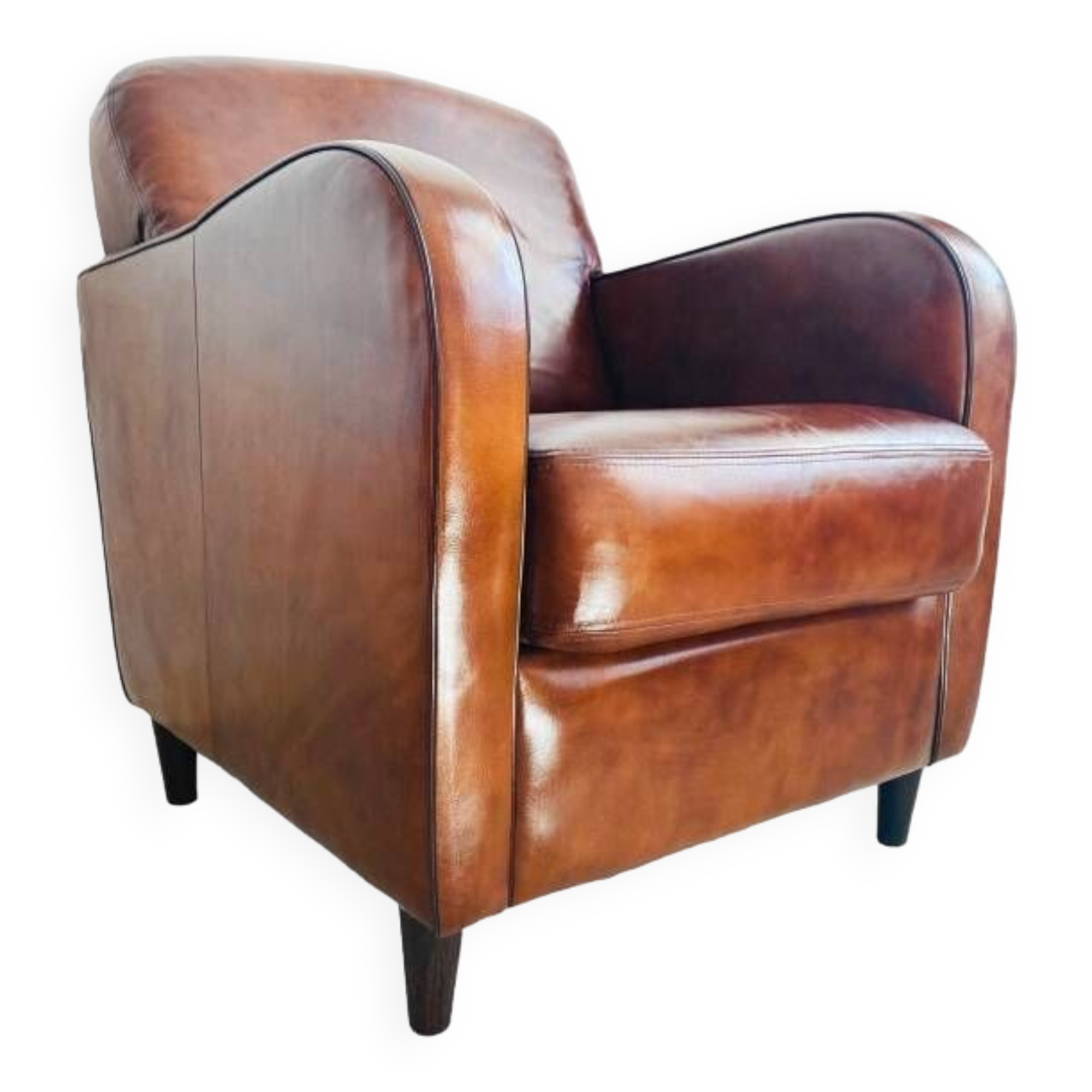 Vintage Club Chair in Brown Leather