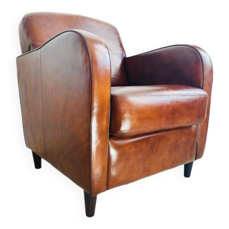 Fauteuil Club Vintage en Cuir Marron