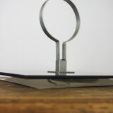 Smoked glass tray and chrome made in France