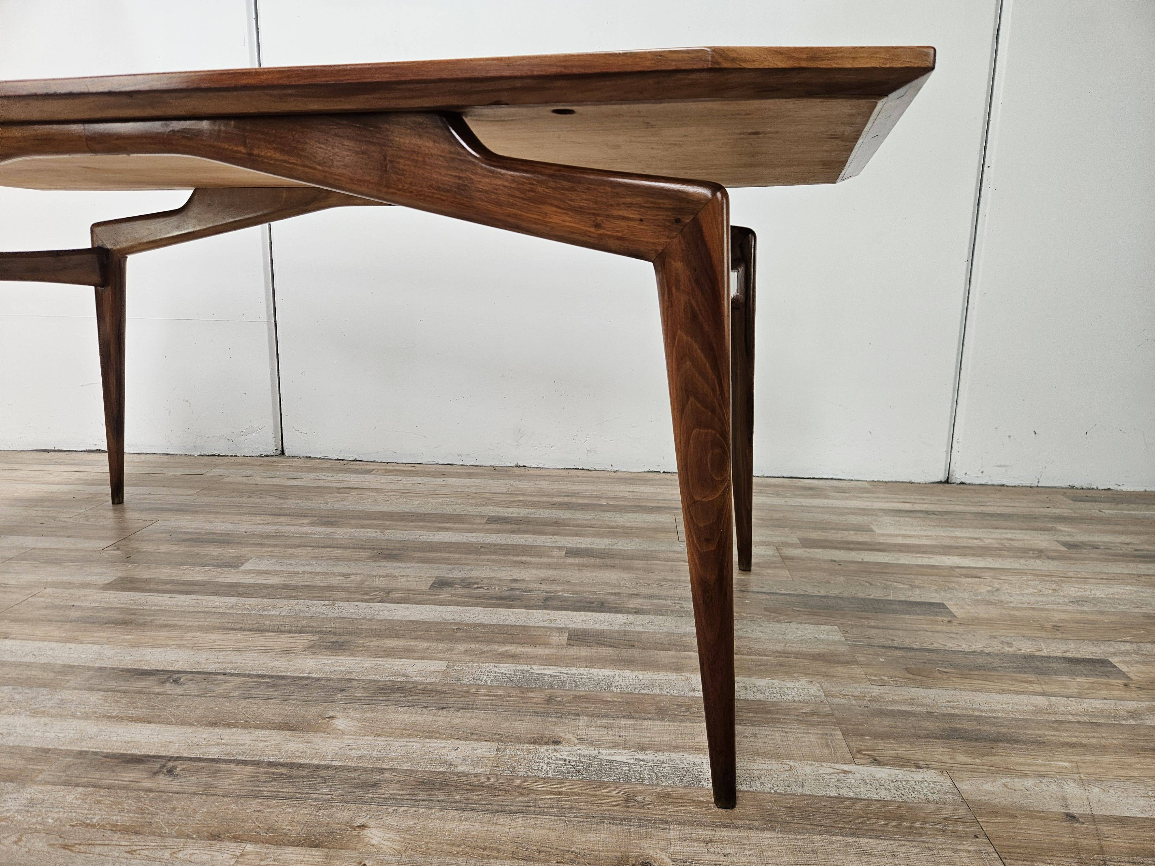 1950s wooden dining table with mirrored top