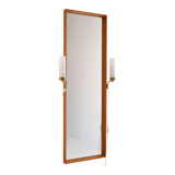 1950s Vintage Mirror with Integrated Brass Sconces