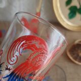 Pitcher and 6 vintage peacock liqueur glasses