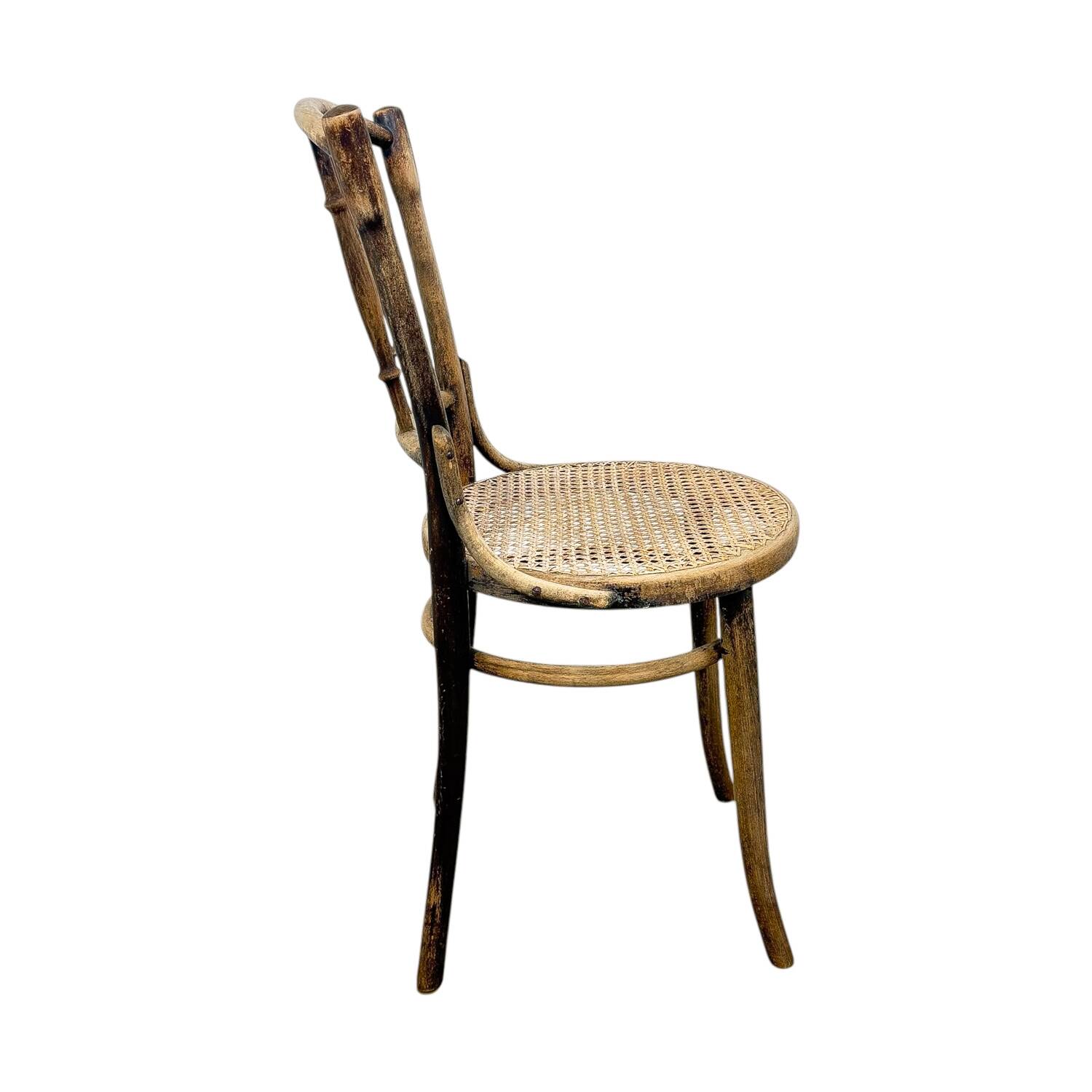Antique Thonet Bentwood Chair Cane Seat