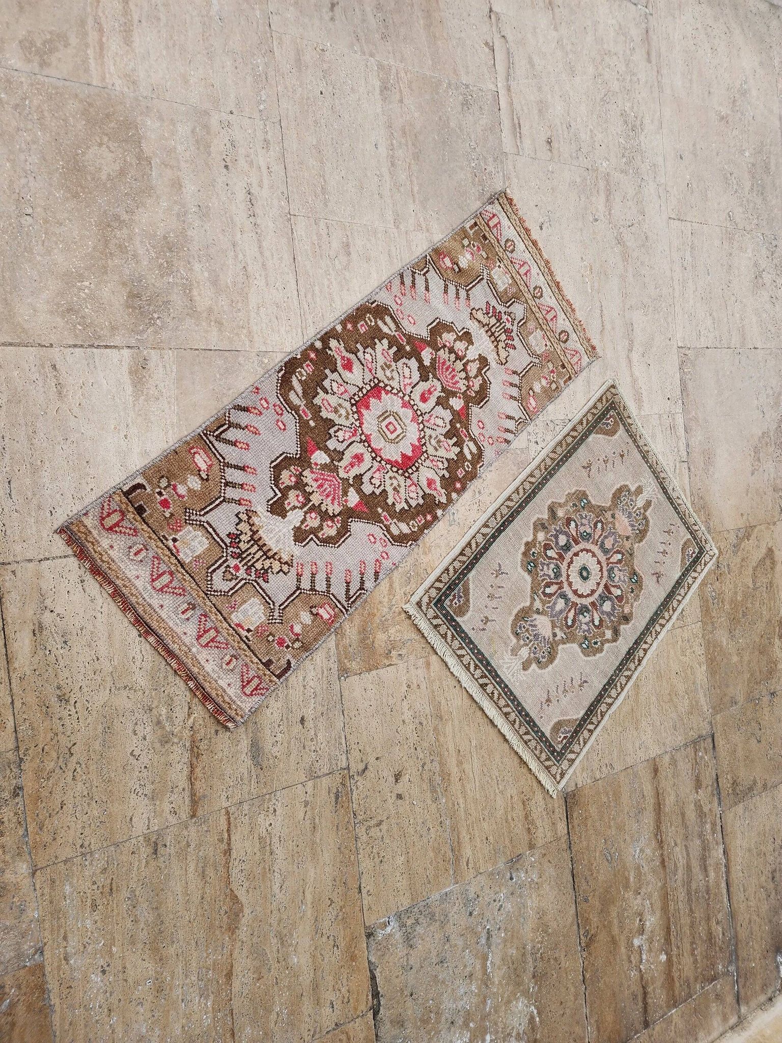 Set of 2 vintage handmade Turkish rugs 51x66 cm