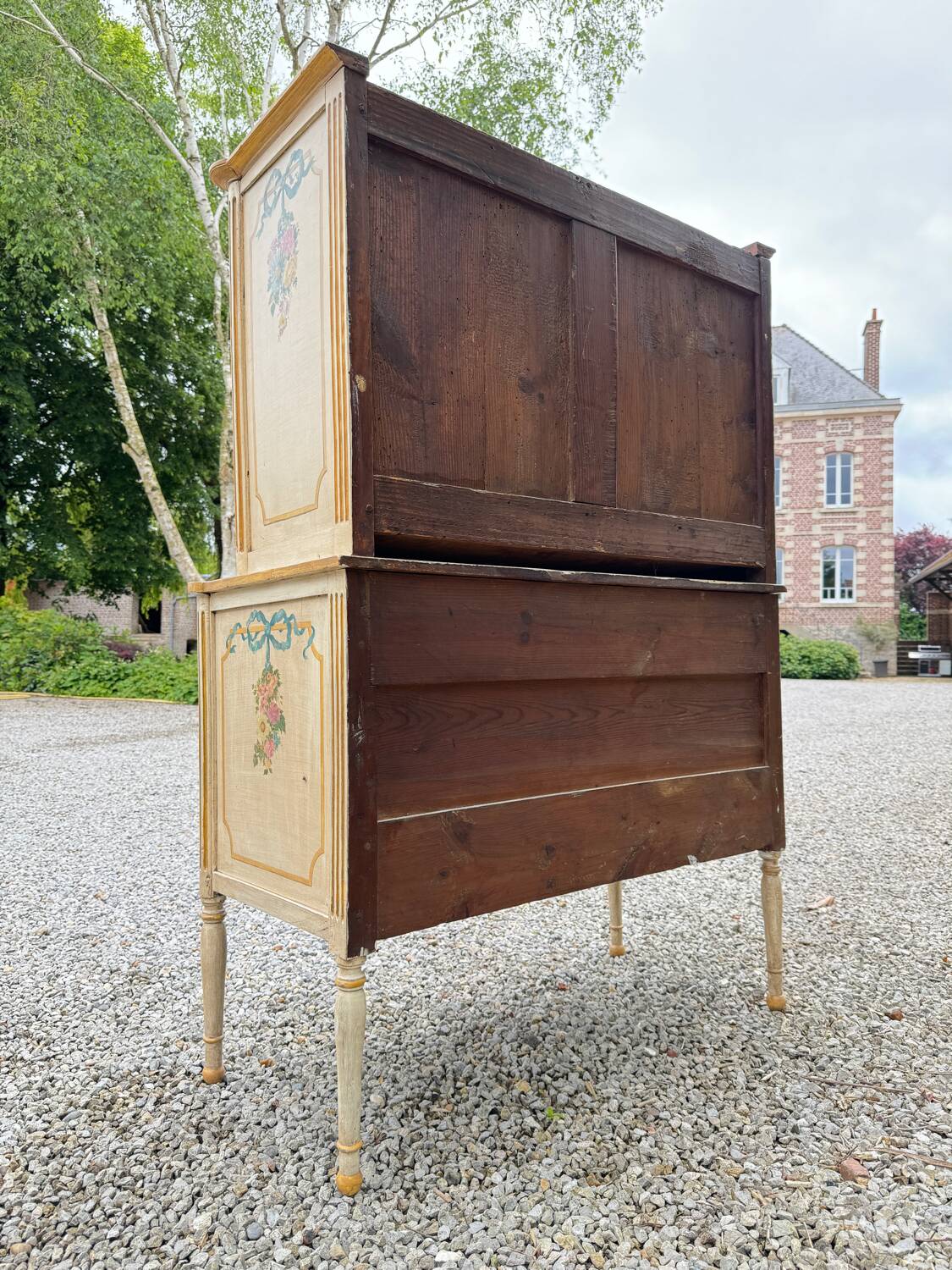 Louis xvi xviii eme century painted wood showcase