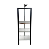 Italian Postmodern Chrome, Black Wood and Glass Shelf by Ponti Terenghi, 1980s