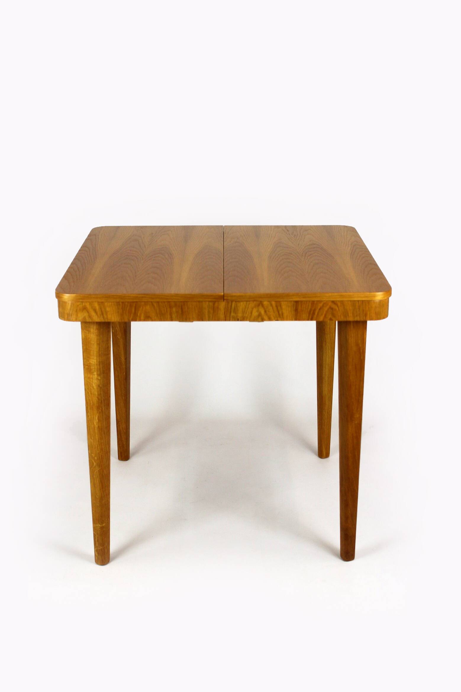 Restored Square Oak Veneered Folding Table from Jitona, 1960s