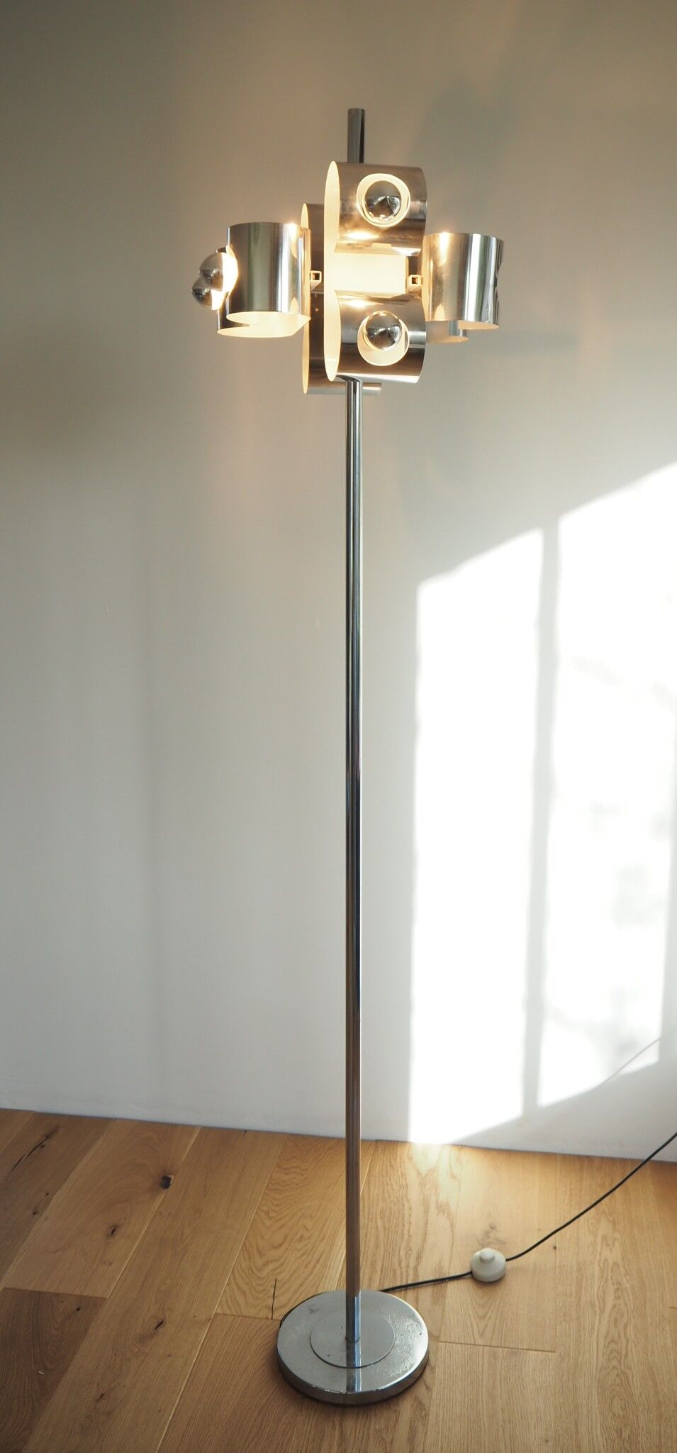 Vintage space age stainless steel floor lamp