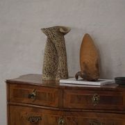 18th century, antique Danish baroque serpentine chest of drawers in walnut.