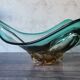 Large amber and green glass cup