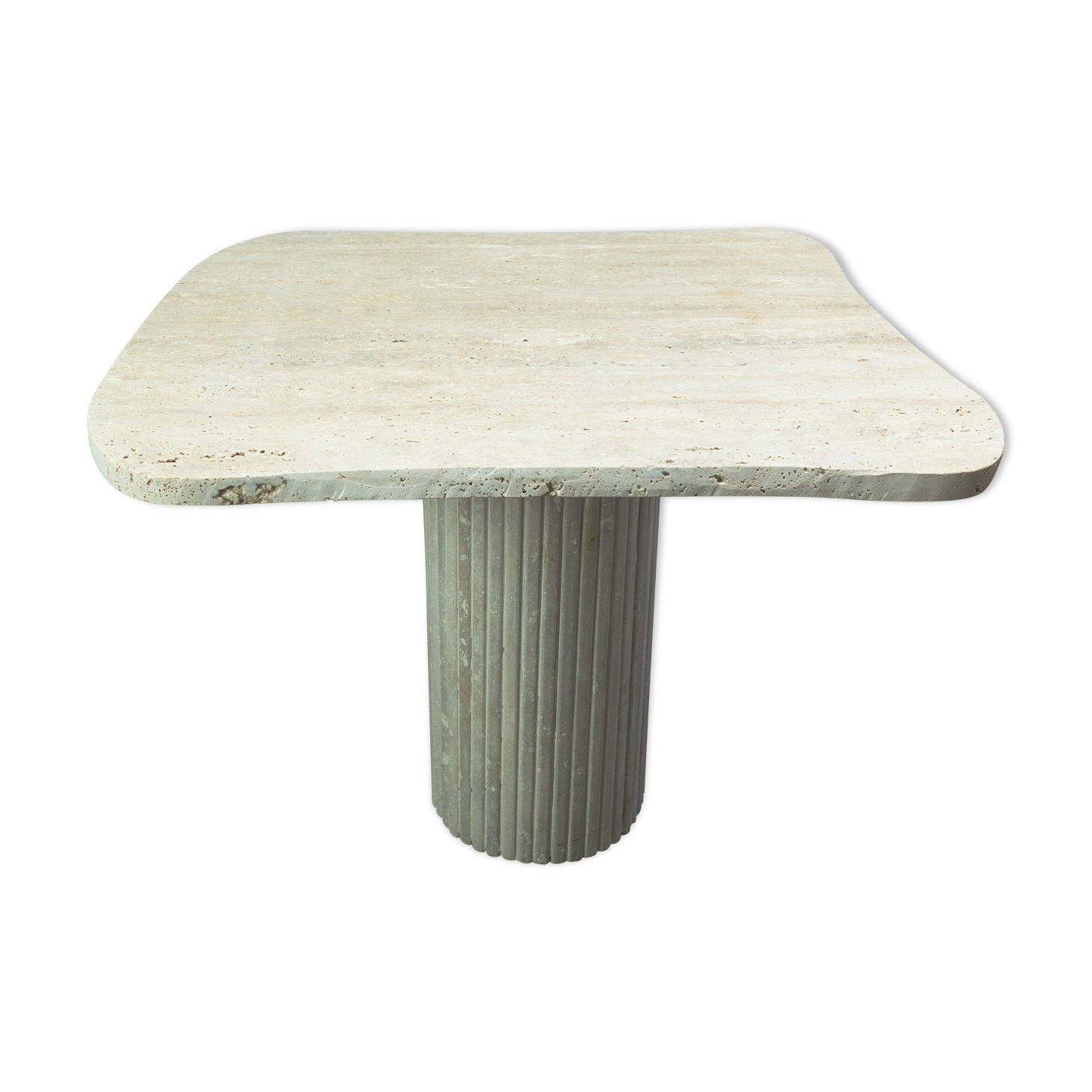 Natural travertine irregular dining table Athéna 90cm x 90cm