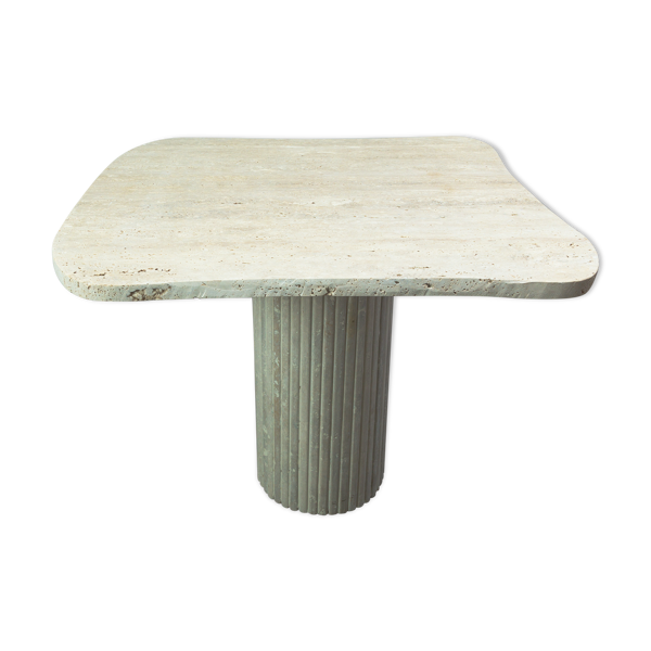 Natural travertine irregular dining table Athéna 90cm x 90cm | Selency