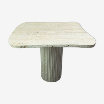 Natural travertine irregular dining table Athéna 90cm x 90cm