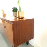 Long dark walnut veneer sideboard, vintage TV cabinet