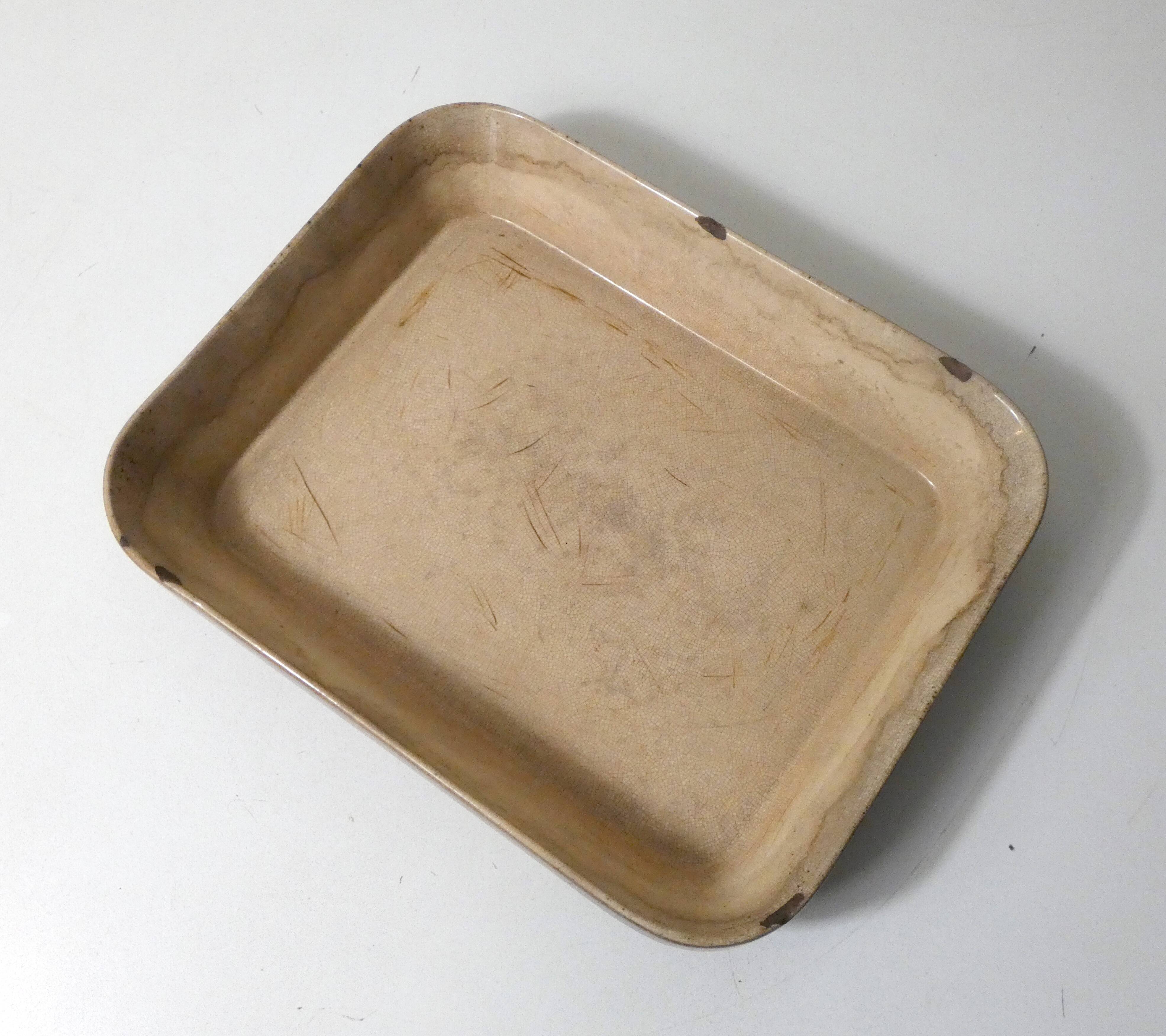 large old vintage Emile Henry glazed stoneware oven dish