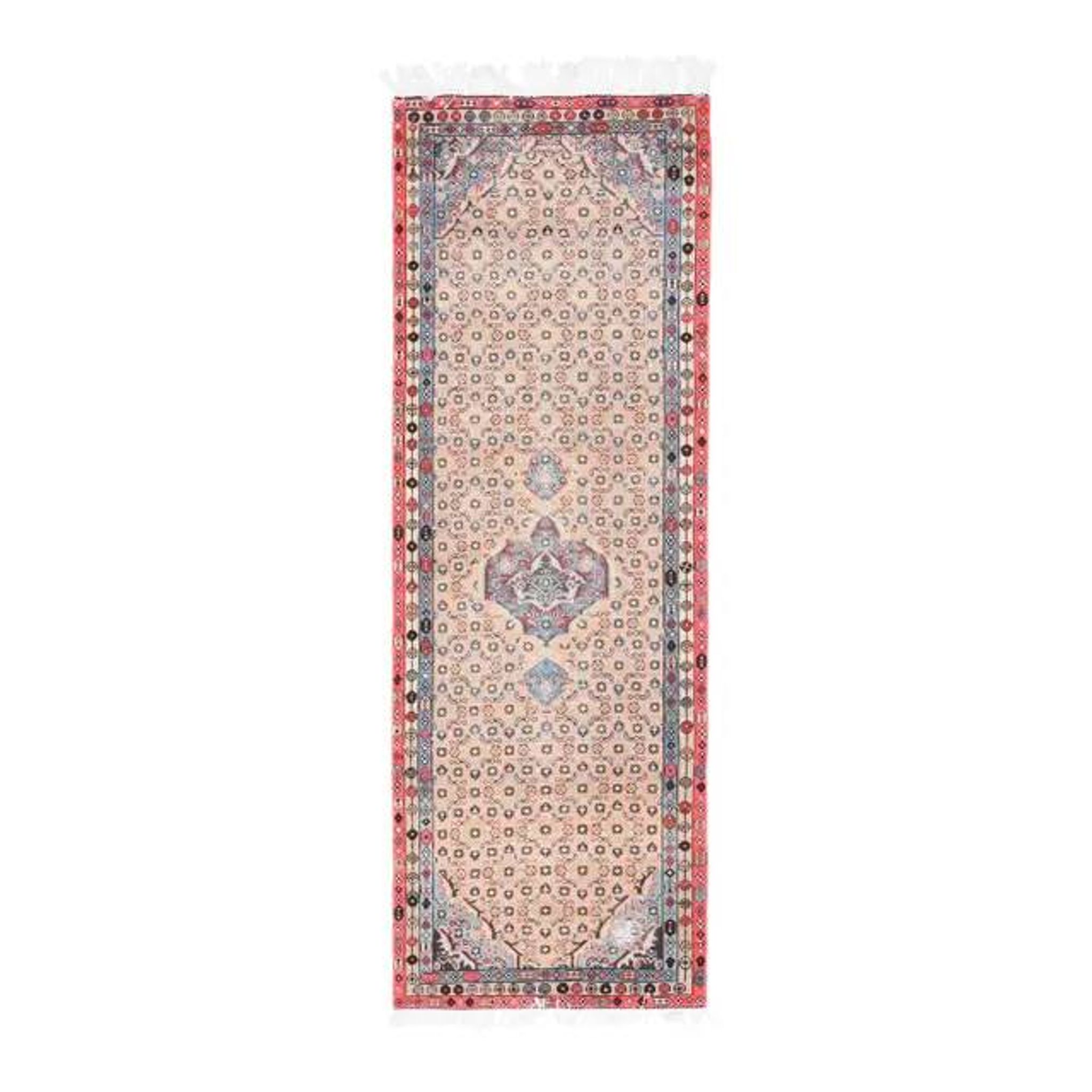 Vintage Turkish Oushak Handmade Wool Cotton Beige Runner Rug  98x284