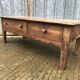 Old coffee table from the Guérandais region in solid oak with 2 front drawers