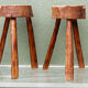 Pair of brutalist stools, tripods