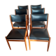 Vintage chairs wood and black leather