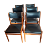 Chaises vintage bois et cuir noir