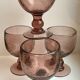 Set of 4 glasses with bubbled glass stems from biot violets 70s