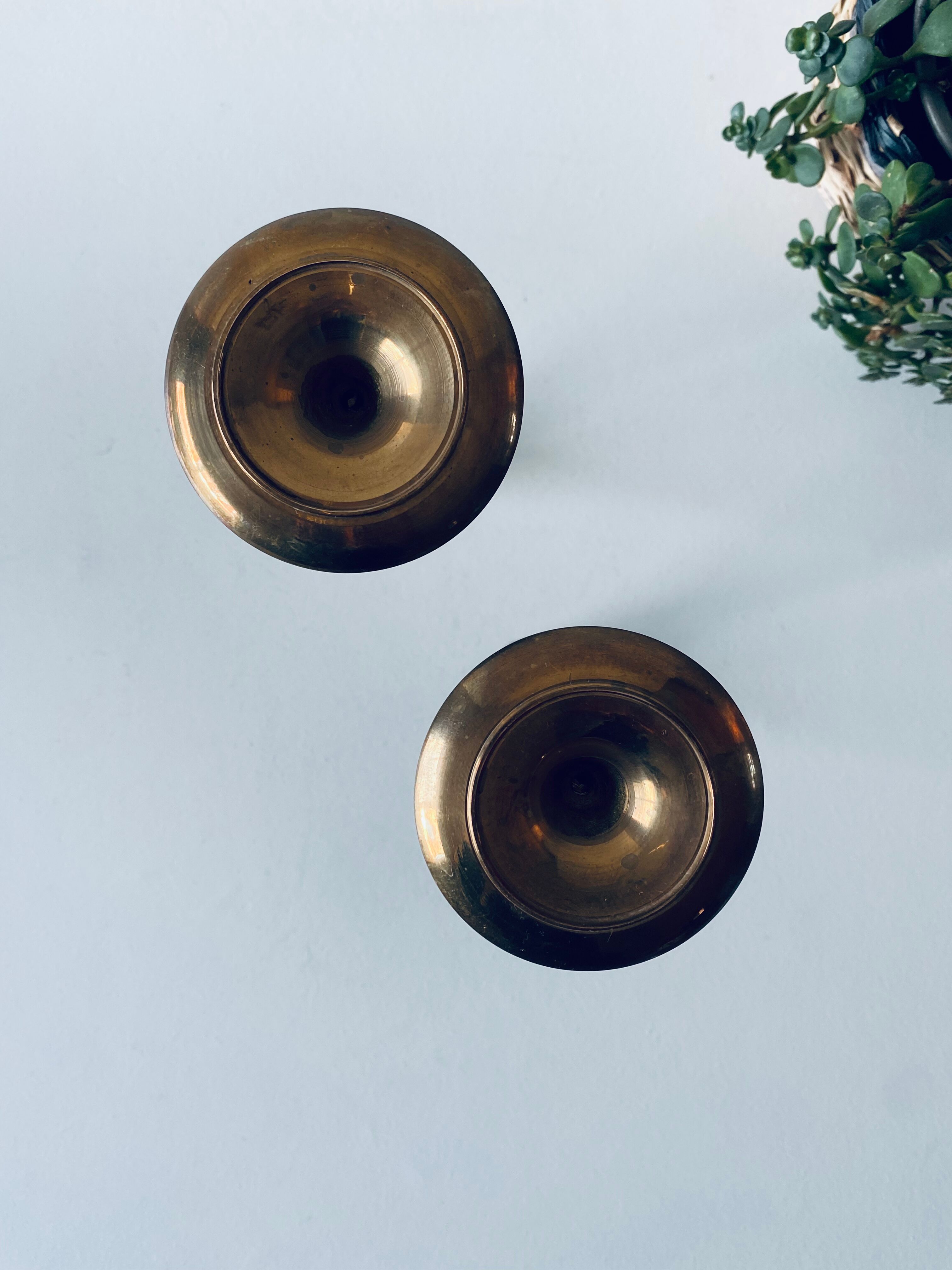 Pair of brass candle holders