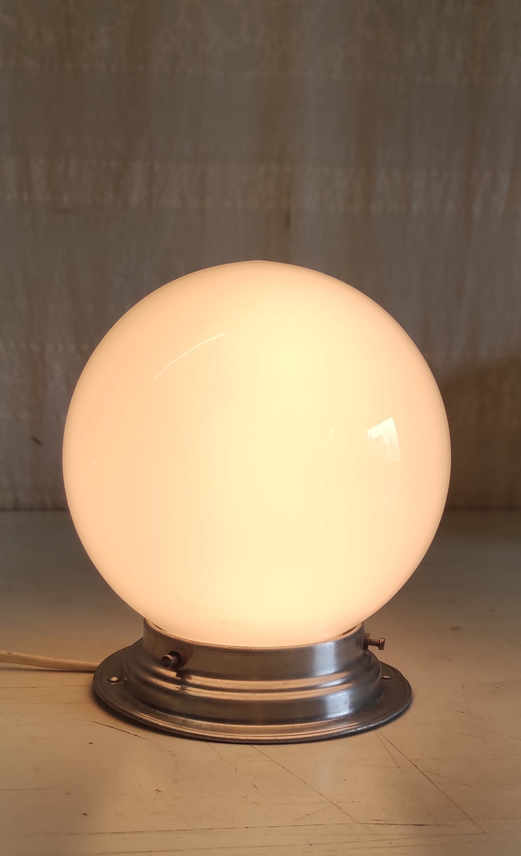 Art Deco ceiling light or wall sconce with opaline globe - mid 20th century.