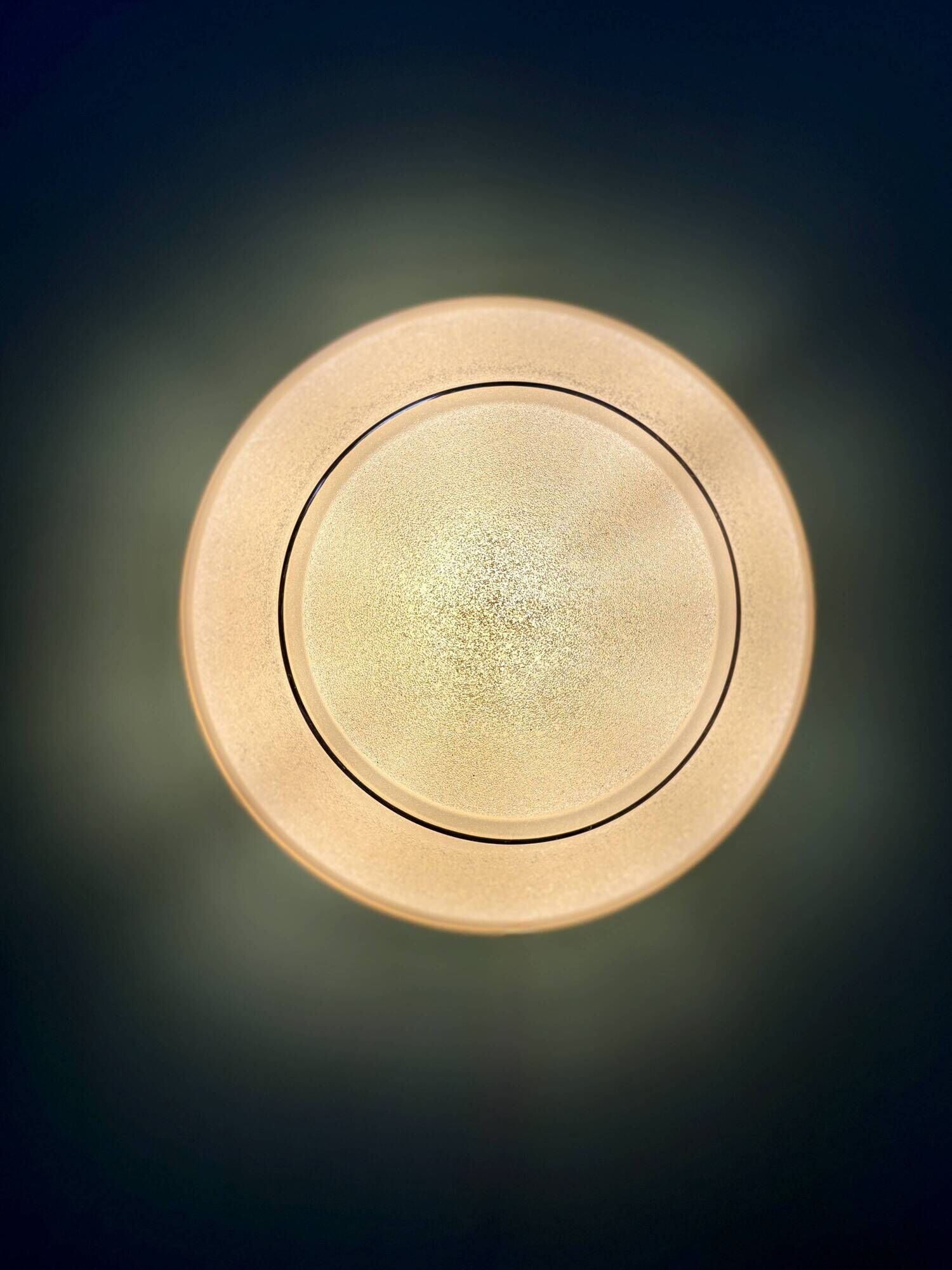 Vintage Art Deco globe wall/ceiling light in frosted yellow and gold glass.