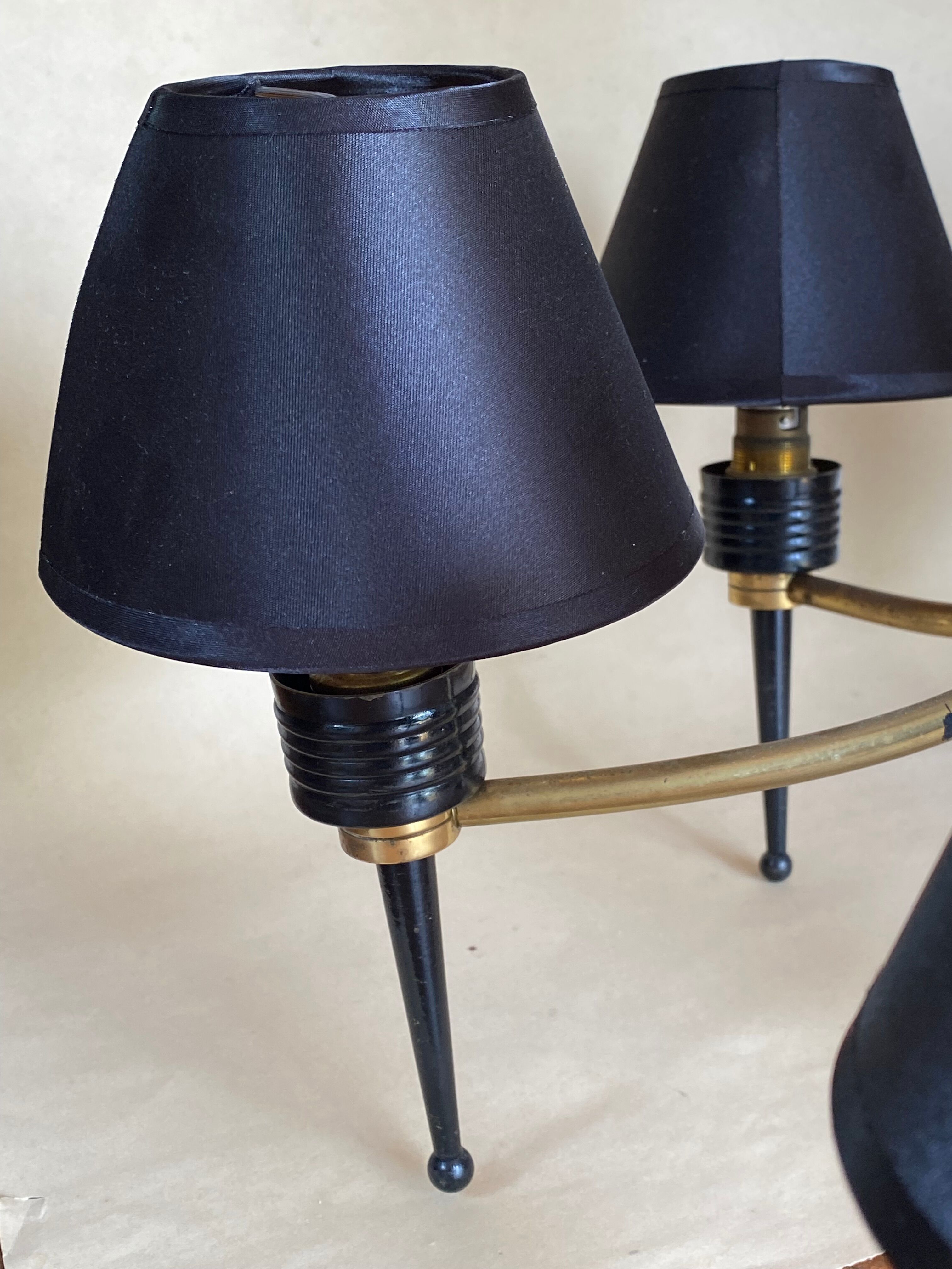 1950 six-armed brass cage chandelier