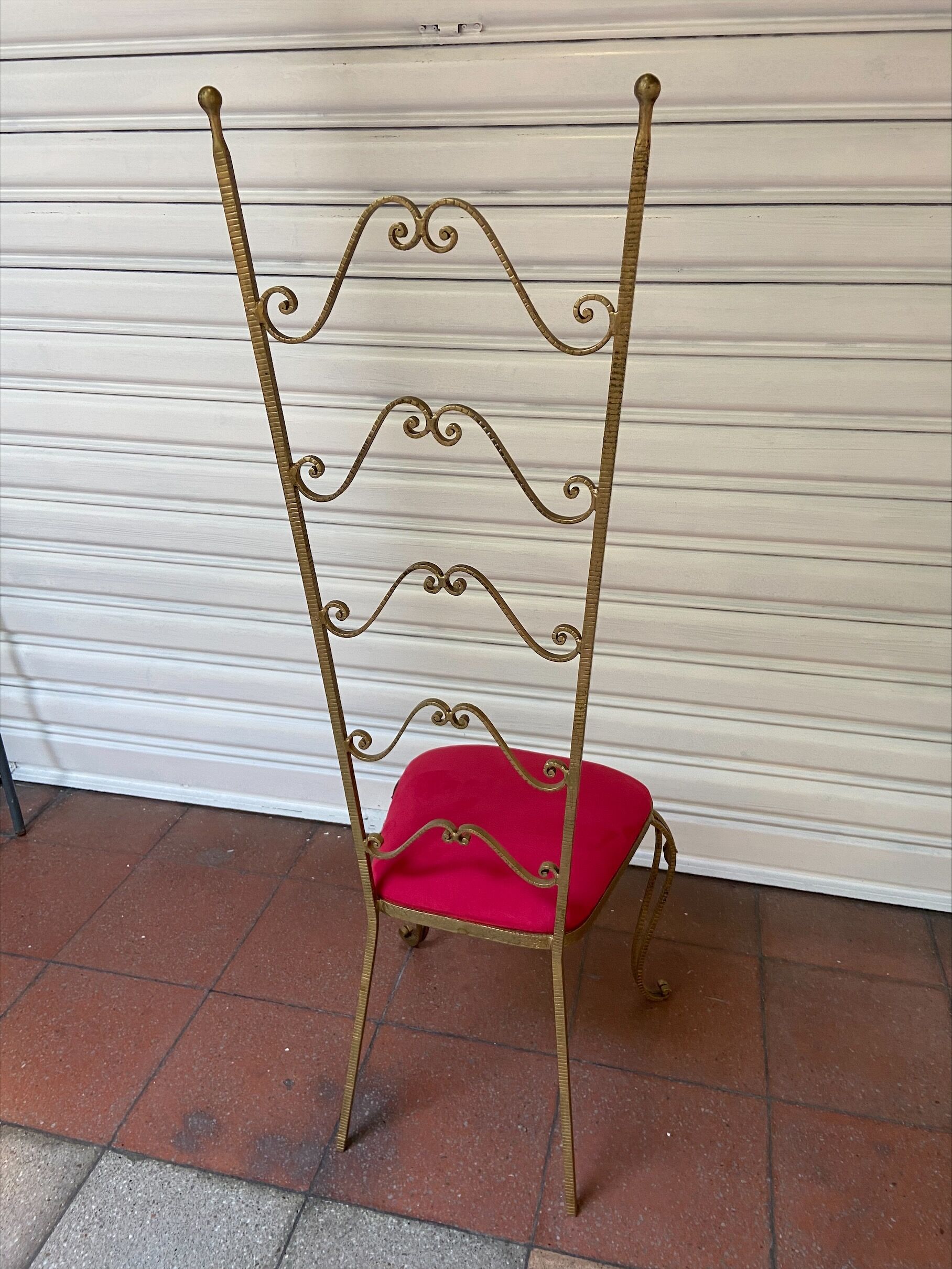 Golden wrought iron chair, Pierre Luigi Colli