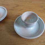Egg cups signed Atch Chantal and Thierry Robert sandstone from Poncé sur Loir