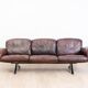 Brown leather 3-seater sofa by Sede, model DS 31, vintage 1960s.