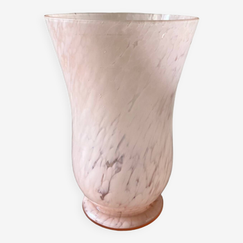 Large pink blown glass vase