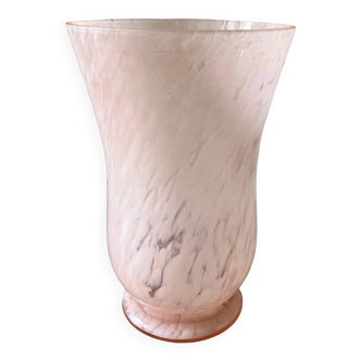 Large pink blown glass vase