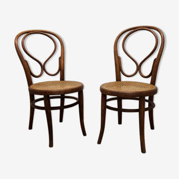 Pair of curved wooden chairs 1900