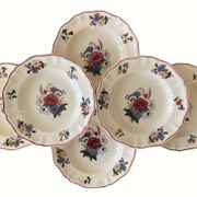 6  grandes assiettes creuses anciennes en faïence de Sarreguemines