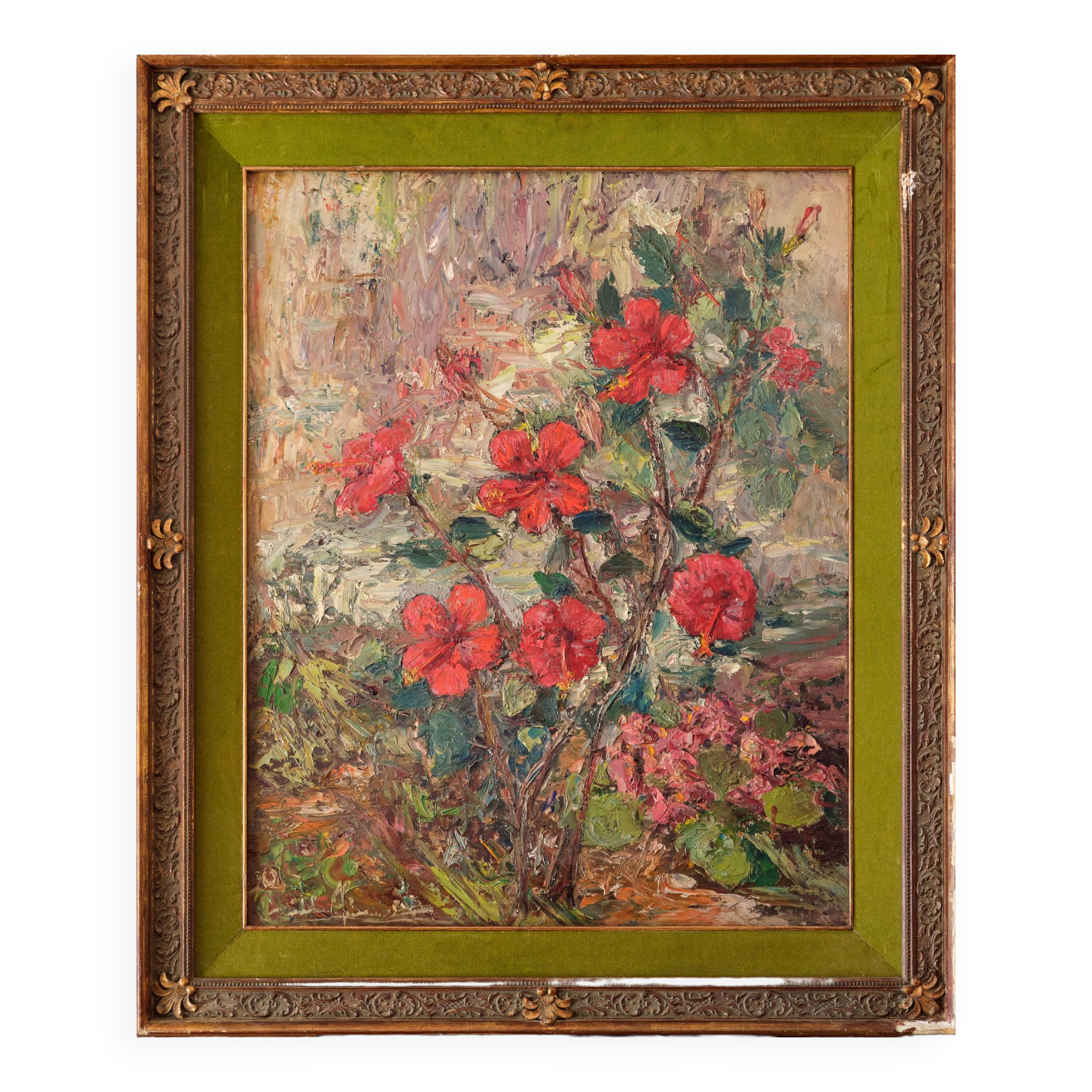 <hibiscus rosa-sinensis>,carlo aimetti (bisuschio, 1901-1980)