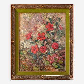 <hibiscus rosa-sinensis>,carlo aimetti (bisuschio, 1901-1980)