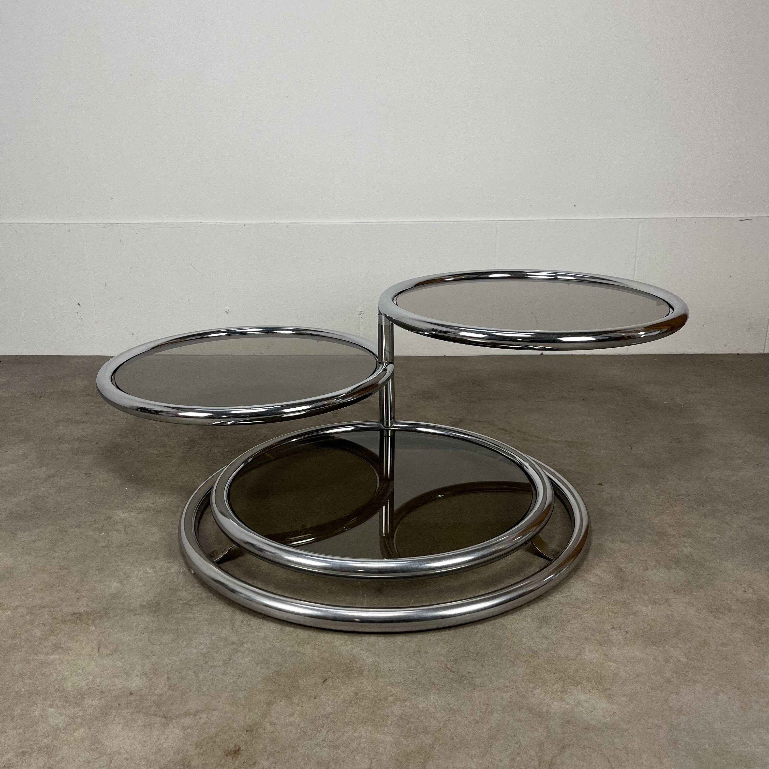 70s modular coffee table in chrome and glass by Artedis