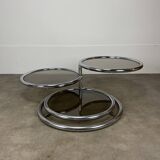 Table basse modulable années 70 chrome et verre par Artedis