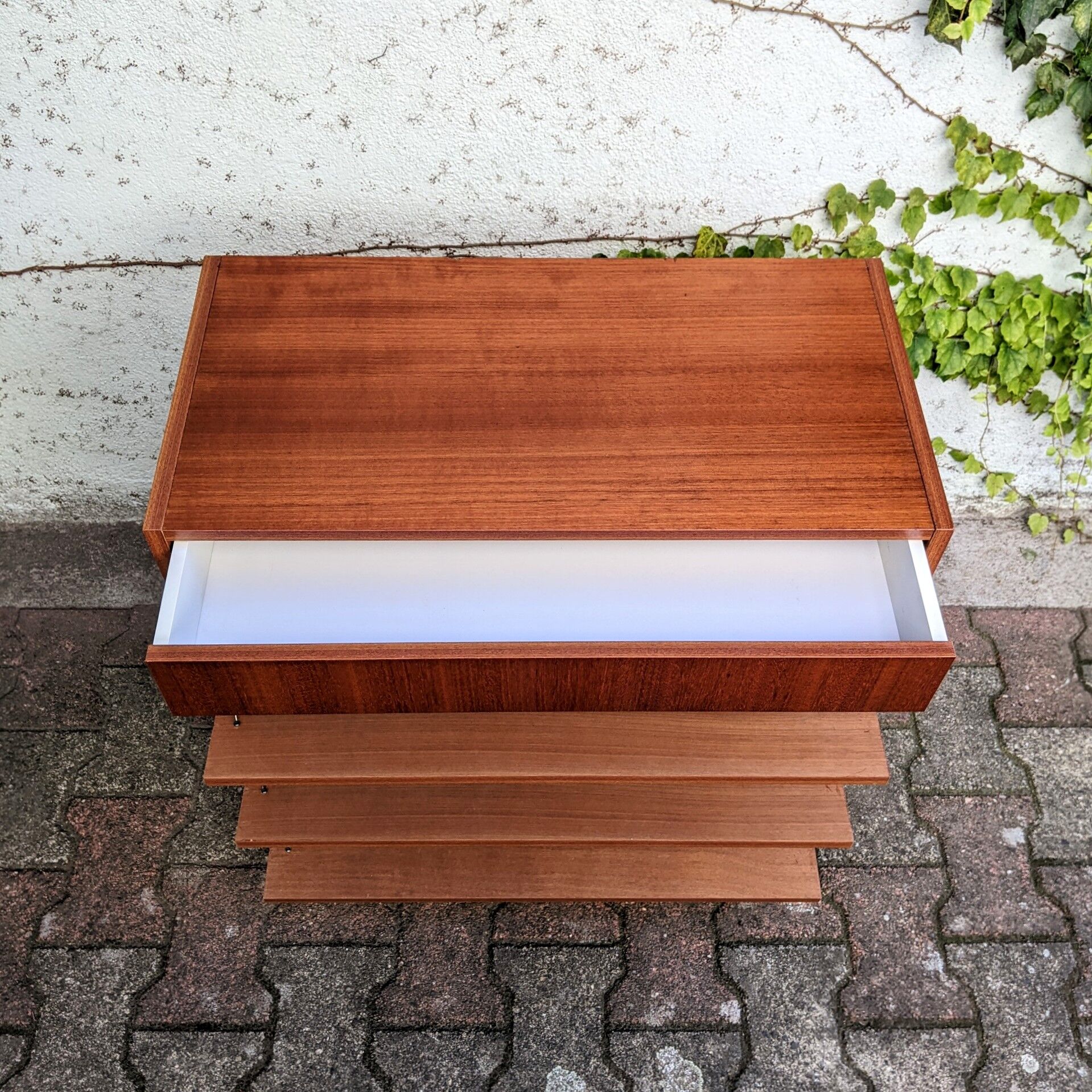 Shoe cabinet teak and oak veneer 60s